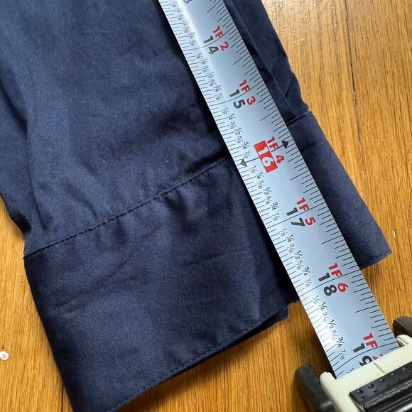 Cuyana Size S Navy Blue Poplin 3/4 Sleeves Collared Tunic Mini Shirt Dress - Picture 13 of 16